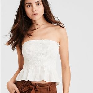 White ruffle american eagle tube top